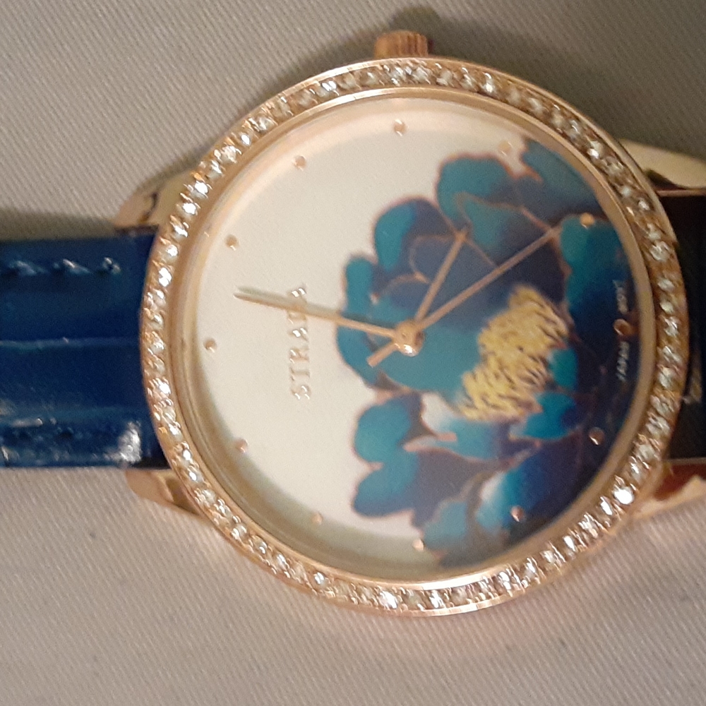 Strada blue flower women's watch